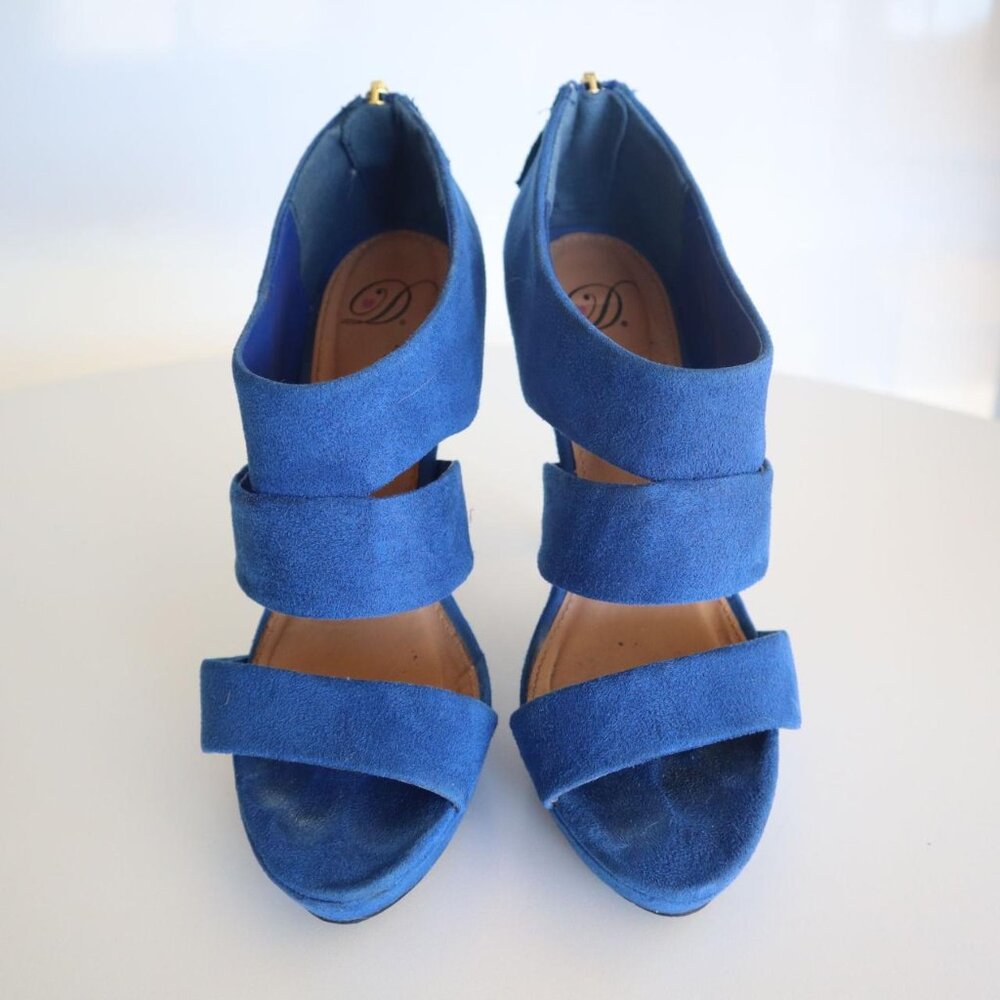 Blue High Heel Suede Sandals